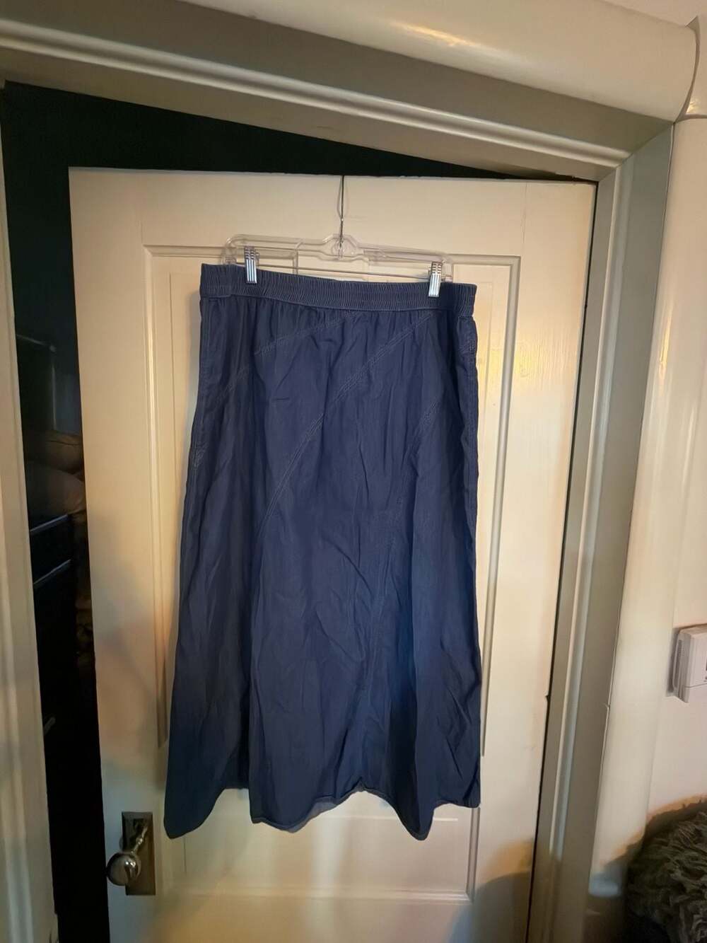 Christopher & Banks Blue Cotton Midi Skirt Size 16 Godet Flare Boho Gypsy Maxi